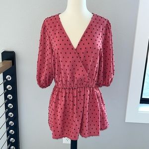 Staccato v neck blouse with elastic wait and balloon sleeves